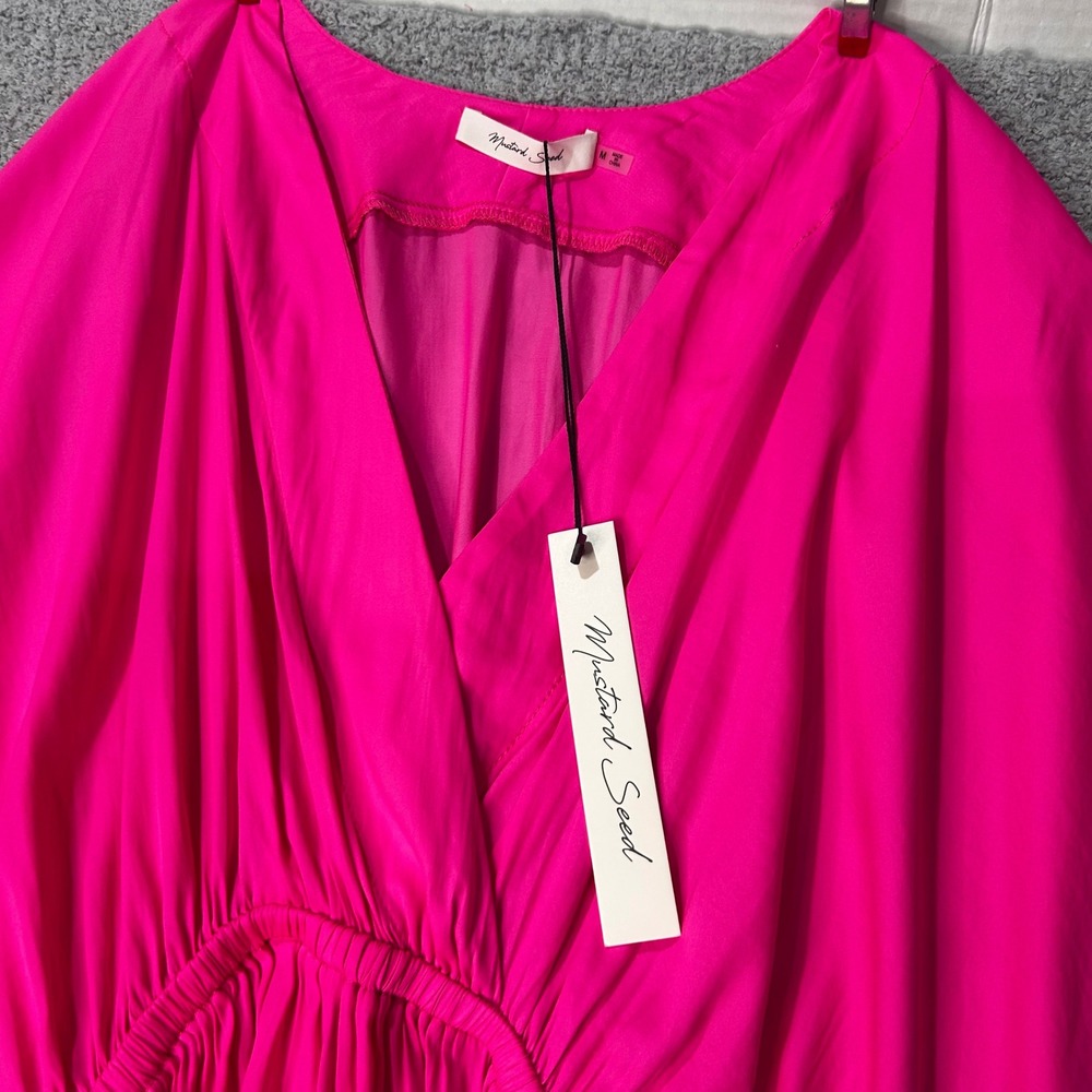 Mustard Seed Peplum Blouse Medium Hot Pink Barbiecore Boho Summer Chic - Picture 5 of 7